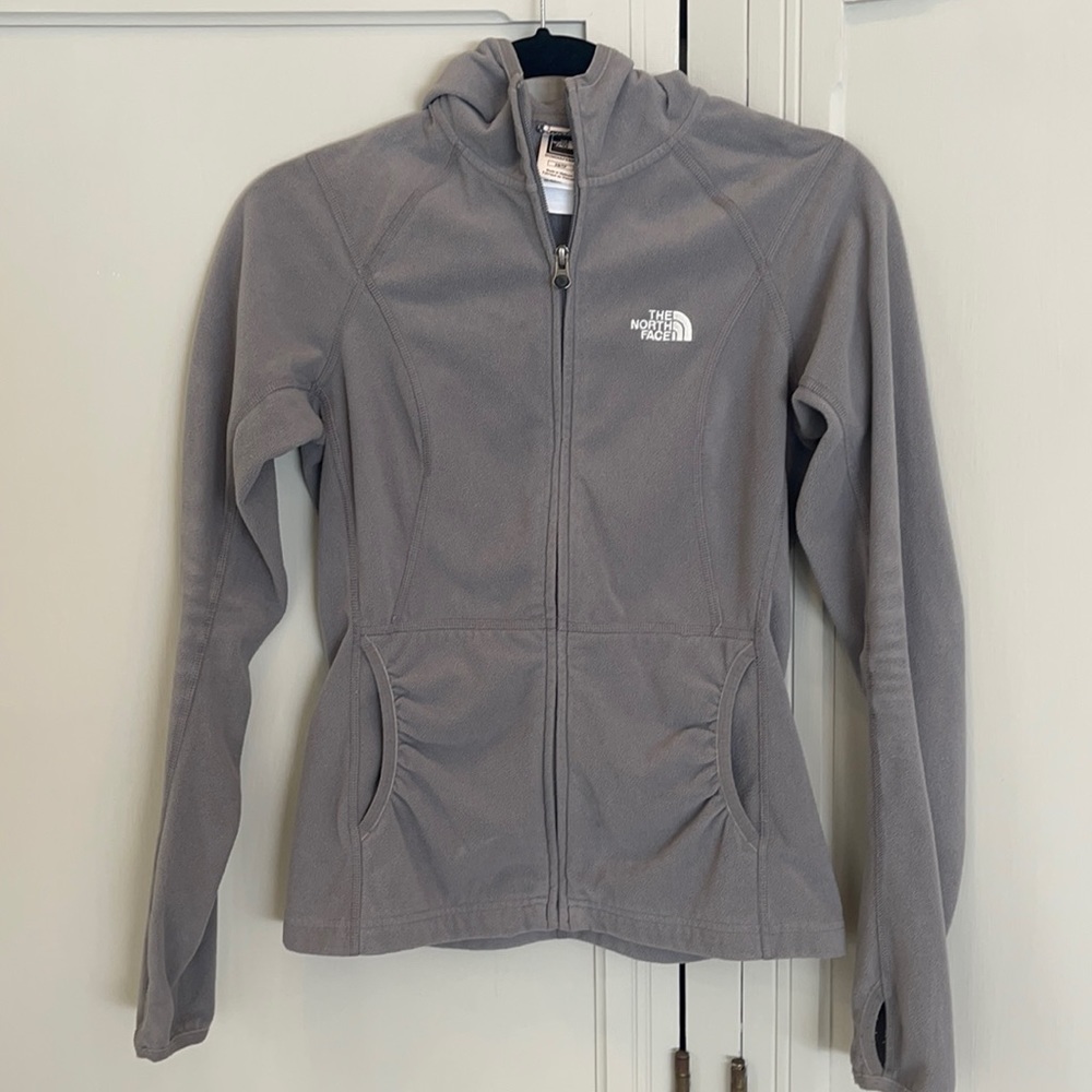 North Face full-zip grey fleece sweatshirt jacket | XS
